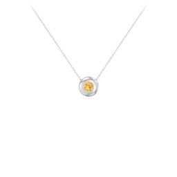 Solitaire 4mm Round Gemstone Pendant in 925 Sterling Silver with Citrine