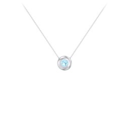Solitaire 4mm Round Gemstone Pendant in 925 Sterling Silver with Blue Topaz