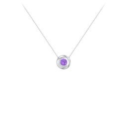 Solitaire 4mm Round Gemstone Pendant in 925 Sterling Silver with Amethyst
