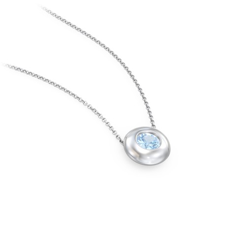 Solitaire 4mm Round Gemstone Pendant – Sterling Silver with Blue Topaz
