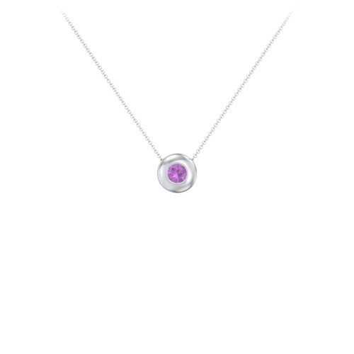 Solitaire 4mm Round Gemstone Pendant – Sterling Silver with Amethyst