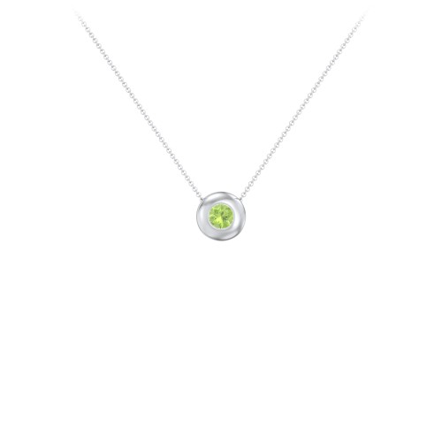 Solitaire 4mm Round Gemstone Pendant – Sterling Silver with Peridot