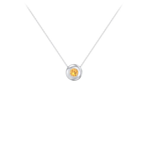 Solitaire 4mm Round Gemstone Pendant – Sterling Silver with Citrine