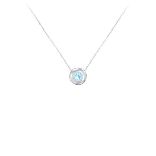 Solitaire 4mm Round Gemstone Pendant – Sterling Silver with Blue Topaz