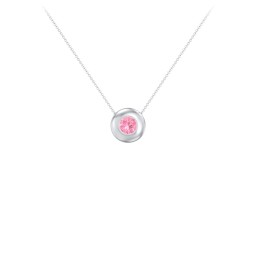 Solitaire 5mm Round Gemstone Pendant in 925 Sterling Silver with Pink Tourmaline
