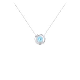 Solitaire 5mm Round Gemstone Pendant in 925 Sterling Silver with Blue Topaz