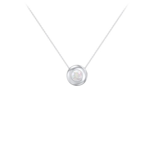Solitaire 5mm Round Gemstone Pendant – Sterling Silver with Opal