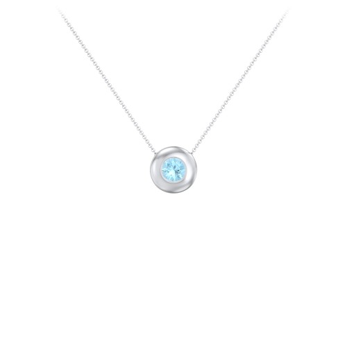Solitaire 5mm Round Gemstone Pendant – Sterling Silver with Blue Topaz