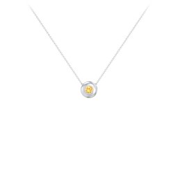 Solitaire 3mm Round Gemstone Pendant in 925 Sterling Silver with Citrine