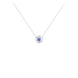 Solitaire 3mm Round Gemstone Pendant in 925 Sterling Silver with Blue Sapphire