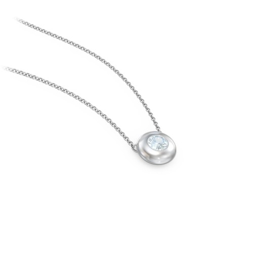Solitaire 3mm Round Gemstone Pendant – Sterling Silver with Aquamarine