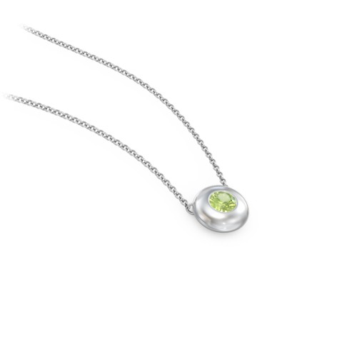 Solitaire 3mm Round Gemstone Pendant – Sterling Silver with Peridot