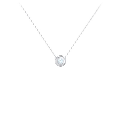 Solitaire 3mm Round Gemstone Pendant – Sterling Silver with Aquamarine