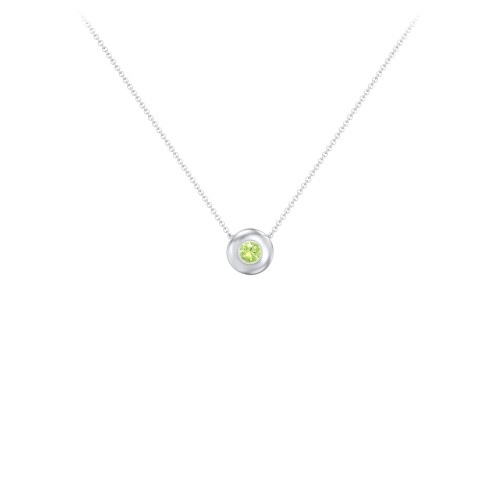 Solitaire 3mm Round Gemstone Pendant – Sterling Silver with Peridot