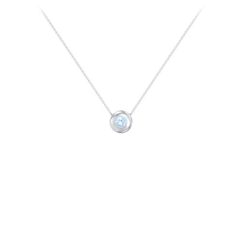 Solitaire 3mm Round Gemstone Pendant – Sterling Silver with Blue Topaz