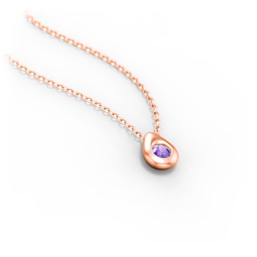Teardrop Pendant with Gemstone – 10K Rose Gold with Amethyst