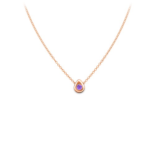 Teardrop Pendant with Gemstone – 10K Rose Gold with Amethyst