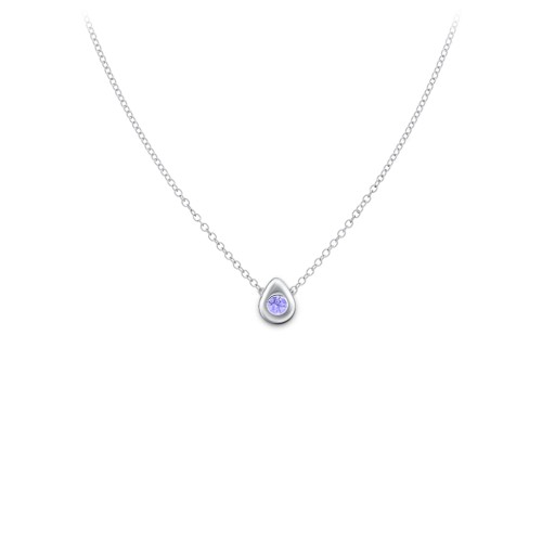 Teardrop Pendant with Gemstone – 10K White Gold with Tanzanite