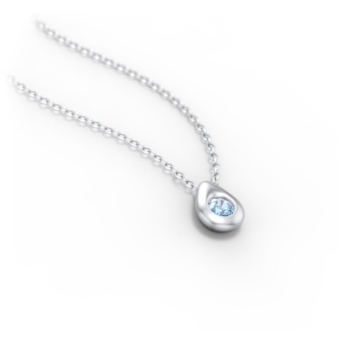 Teardrop Pendant with Gemstone – Sterling Silver with Blue Topaz