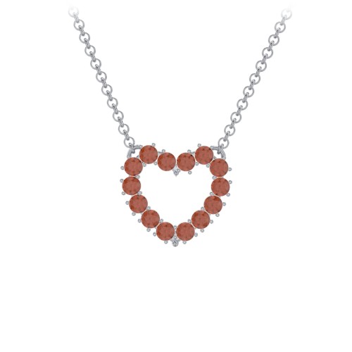 Dual Birthstone Heart Pendant – Sterling Silver with Garnet