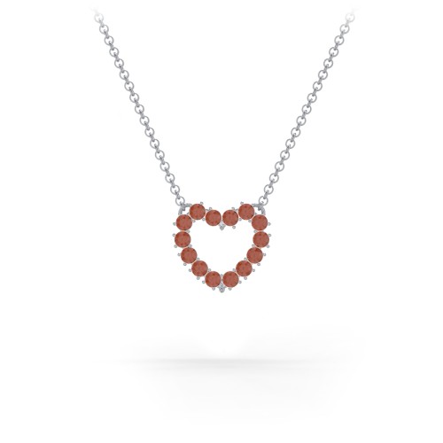Dual Birthstone Heart Pendant – Sterling Silver with Garnet