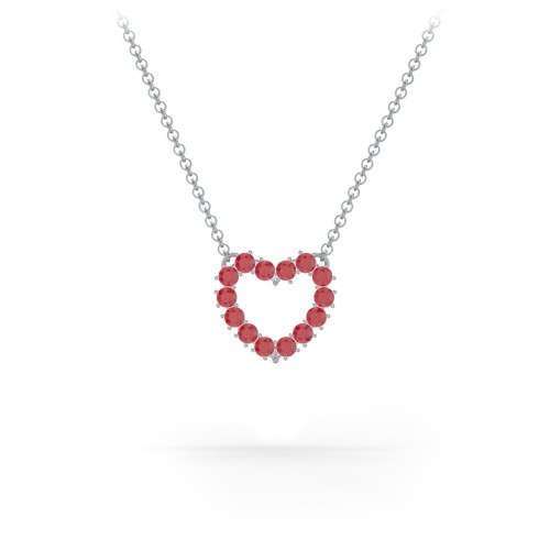 Dual Birthstone Heart Pendant – Sterling Silver with Garnet