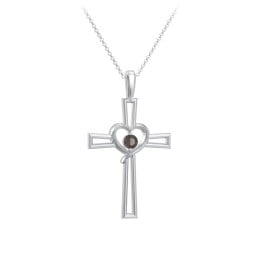 Cross and Heart Pendant with Birthstone