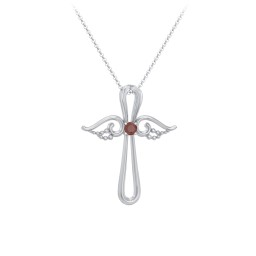 Angel Cross Pendant with Birthstone