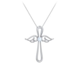 Angel Cross Pendant with Birthstone