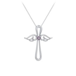 Angel Cross Pendant with Birthstone