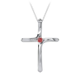 Twisted Cross Pendant with Birthstone