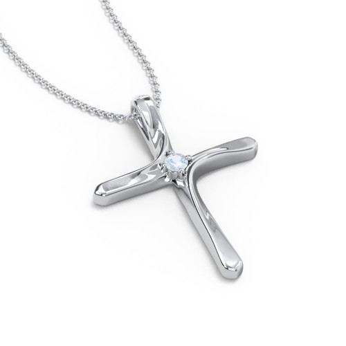 Twisted Cross Pendant with Birthstone