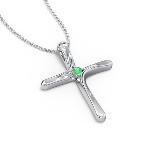 Twisted Cross Pendant with Birthstone