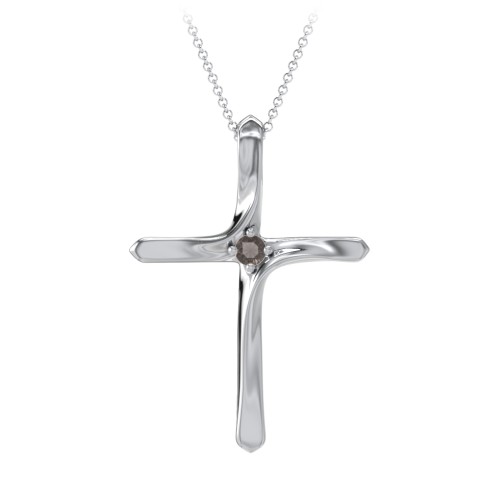 Twisted Cross Pendant with Birthstone