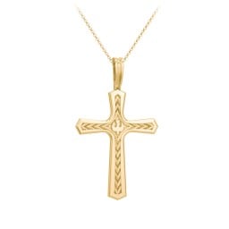 Engravable Cross Pendant with Dove Symbol