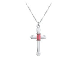 Mini Cross with Baguette Birthstone