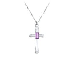 Mini Cross with Baguette Birthstone