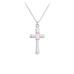 Mini Cross with Baguette Birthstone