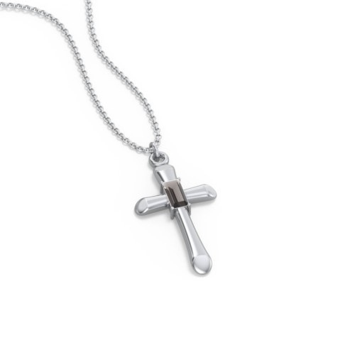 Mini Cross with Baguette Birthstone