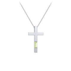 Modern Cross with Baguette Birthstone