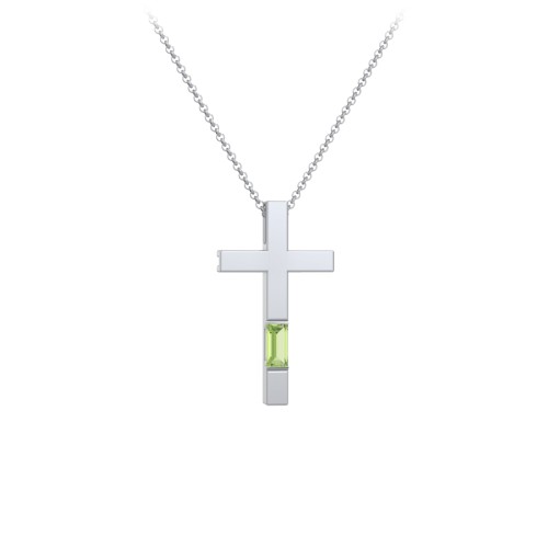 Modern Cross with Baguette Birthstone
