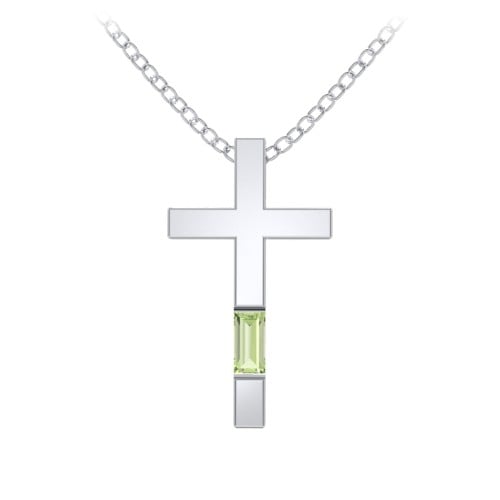 Modern Cross with Baguette Birthstone