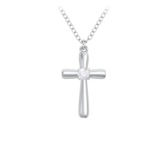 Mini Cross with Birthstone – Sterling Silver with Blue Sapphire