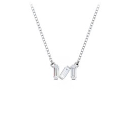Baguette Scatter Necklace in 925 Sterling Silver with Diamond, Pink Tourmaline, Ruby, Citrine, and Emerald