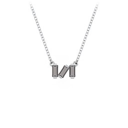 Baguette Scatter Necklace in 925 Sterling Silver with Smokey Quartz, Pink Tourmaline, Ruby, Citrine, and Emerald