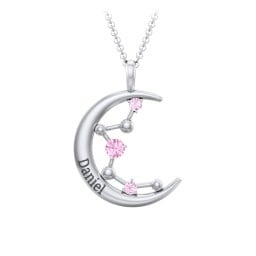 Moon and Constellation Gemstone Pendant