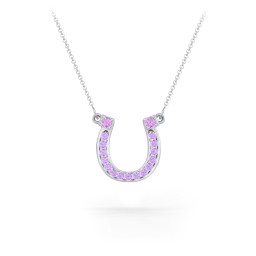 Horseshoe Pendant with Gemstones in 925 Sterling Silver with Amethyst and Amethyst Premium Zirconia