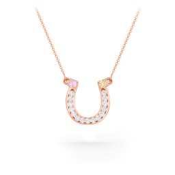 Horseshoe Pendant with Gemstones in 10K Solid Rose Gold with Pink Tourmaline, Citrine, and White Premium Zirconia