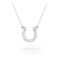 Horseshoe Pendant with Gemstones – Sterling Silver with Pink Tourmaline, Citrine, and White Premium Zirconia