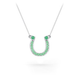 Horseshoe Pendant with Gemstones in 925 Sterling Silver with Emerald and Green Premium Zirconia